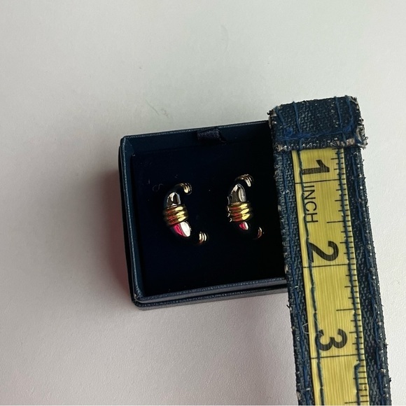 NEW Two Toned Hoop Earrings Silver Gold - Picture 5 of 9